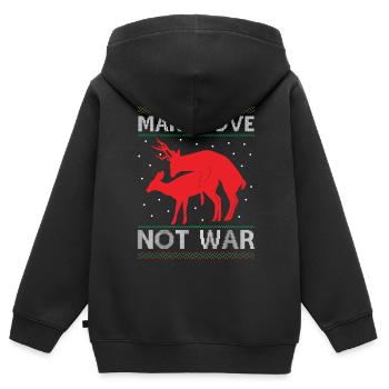 Deer Couple Rennes - Faites l’amour, pas la guerre - Ugly Ch - Sweat Premium à capuche zippé enfant bio - noir - Dos - AI Model Kid Male (0cm)