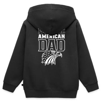 Patriotic American Father Patriot USA US - Kids Premium Organic Zip-up Hoodie - black - Back - AI Model Kid Male (0cm)