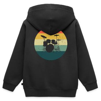 Batteur Hommes Batteur Batteur - Sweat Premium à capuche zippé enfant bio - noir - Dos - AI Model Kid Male (0cm)