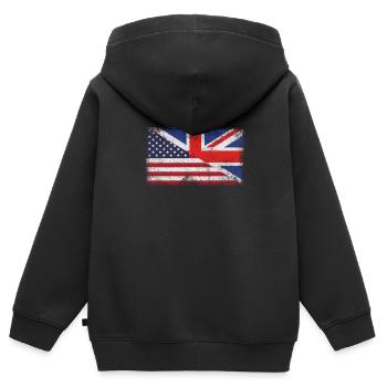 Royaume-Uni États-Unis - Sweat Premium à capuche zippé enfant bio - noir - Dos - AI Model Kid Male (0cm)