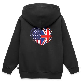 Royaume-Uni États-Unis Royaume-Uni Amérique Cadeau - Sweat Premium à capuche zippé enfant bio - noir - Dos - AI Model Kid Male (0cm)