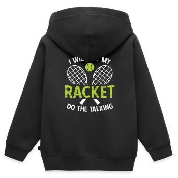 Tennisplatz Spruch Für Tennis - Kinder Premium Organic Zip Hoodie - Schwarz - Hinten - AI Model Kid Male (0cm)