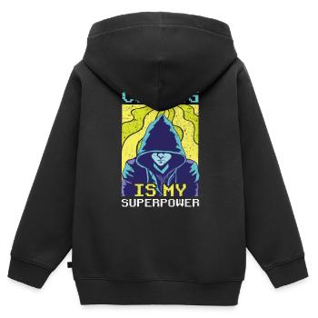 Coding Ist Meine Superkraft Coder Programmierer - Kinder Premium Organic Zip Hoodie - Schwarz - Hinten - AI Model Kid Male (0cm)
