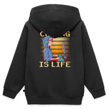 Coding is Life Coder Code Programmer - Kids Premium Organic Zip-up Hoodie - black - Back - AI Model Kid Male (0cm)
