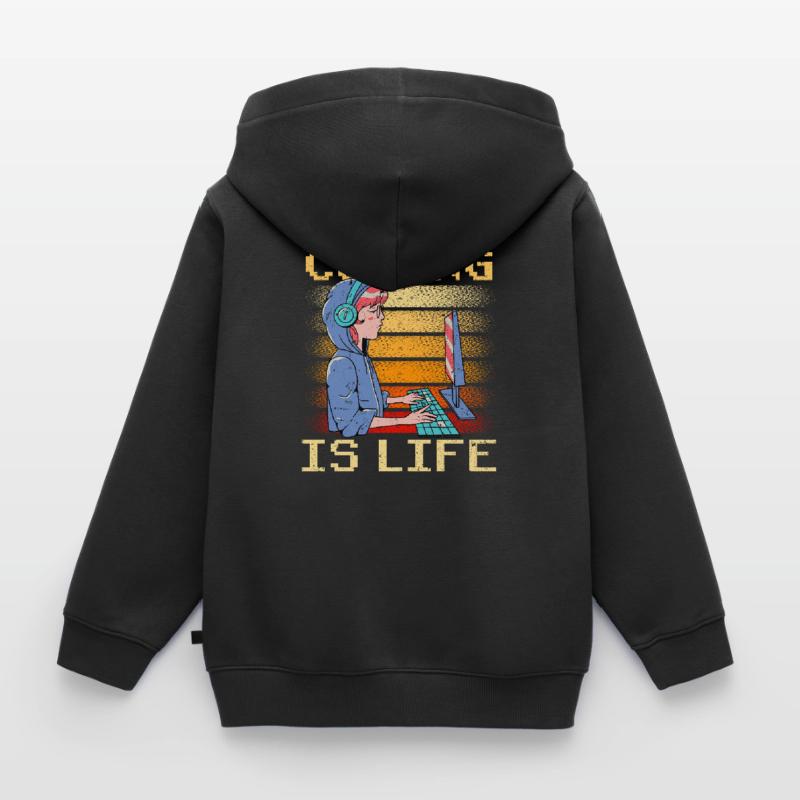 Coding is Life Coder Code Programmer Kids Premium Organic Zip-up Hoodie
