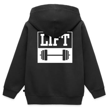 Lift Workout Gym Gewichtheber Gewichtheben - Kinder Premium Organic Zip Hoodie - Schwarz - Hinten - AI Model Kid Male (0cm)