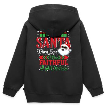 Cher Père Noël, ce sont les fidèles - Sweat Premium à capuche zippé enfant bio - noir - Dos - AI Model Kid Male (0cm)
