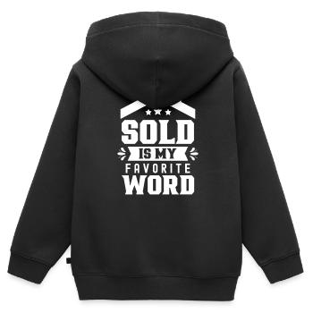 Vendu est mon mot préféré Agent immobilier - Sweat Premium à capuche zippé enfant bio - noir - Dos - AI Model Kid Male (0cm)