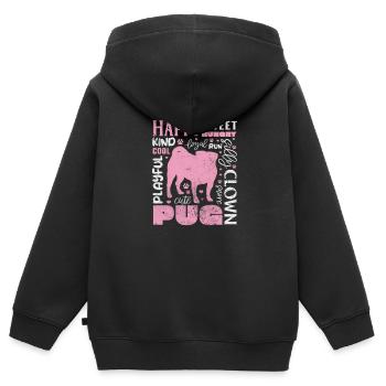 Mops - Kinder Premium Organic Zip Hoodie - Schwarz - Hinten - AI Model Kid Male (0cm)