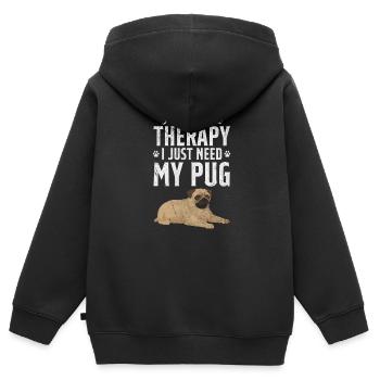 Mops - Kinder Premium Organic Zip Hoodie - Schwarz - Hinten - AI Model Kid Male (0cm)
