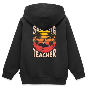 Moniteur de surf planche de surf surf surfer - Sweat Premium à capuche zippé enfant bio - noir - Dos - AI Model Kid Male (0cm)
