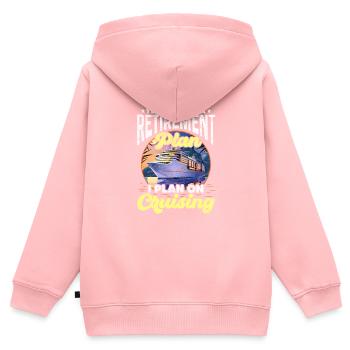 Croisière de retraite - Sweat Premium à capuche zippé enfant bio - rose - Dos - AI Model Kid Female (0cm)