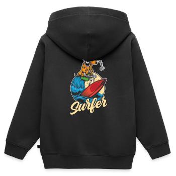 Surfer Surfing Planche de surf - Sweat Premium à capuche zippé enfant bio - noir - Dos - AI Model Kid Male (0cm)
