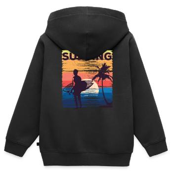 Surf Surf Surfer Planche de surf Surf - Sweat Premium à capuche zippé enfant bio - noir - Dos - AI Model Kid Male (0cm)
