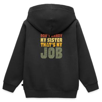Soeur Frère Frères et sœurs Cadeau de famille - Sweat Premium à capuche zippé enfant bio - noir - Dos - AI Model Kid Male (0cm)