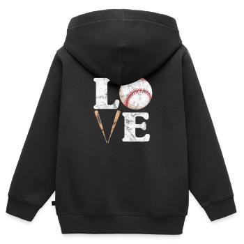 Softball - Sweat Premium à capuche zippé enfant bio - noir - Dos - AI Model Kid Male (0cm)