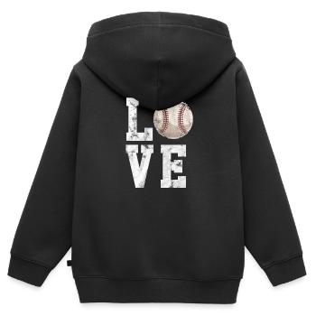 Softball - Sweat Premium à capuche zippé enfant bio - noir - Dos - AI Model Kid Male (0cm)