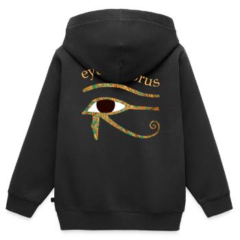 Horus Eye E 95 - Sweat Premium à capuche zippé enfant bio - noir - Dos - AI Model Kid Male (0cm)