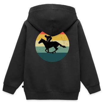 Chasse Équitation Dressage Équitation Équitation Équitation Dressage Équitation - Sweat Premium à capuche zippé enfant bio - noir - Dos - AI Model Kid Male (0cm)