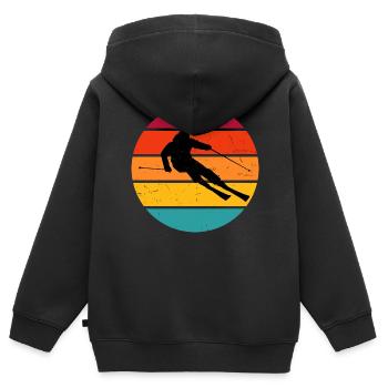 Skifahren Skifahrer Freestyle Skifahrer - Kinder Premium Organic Zip Hoodie - Schwarz - Hinten - AI Model Kid Male (0cm)