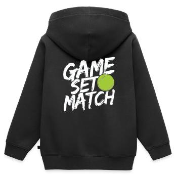 Tennisplatz Spruch Für Tennis - Kinder Premium Organic Zip Hoodie - Schwarz - Hinten - AI Model Kid Male (0cm)