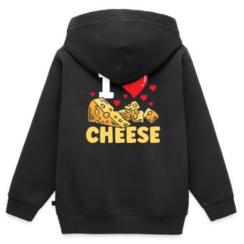 Ich Liebe Käse Liebhaber Süß Sprüche - Kinder Premium Organic Zip Hoodie - Schwarz - Hinten - AI Model Kid Male (0cm)