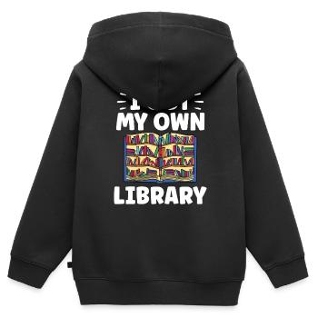 J’ai mon propre bibliothécaire - Sweat Premium à capuche zippé enfant bio - noir - Dos - AI Model Kid Male (0cm)
