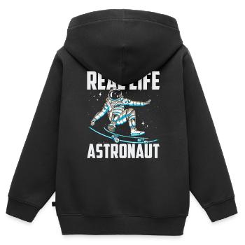 Real Life Astronaut Weltraum Astronomie Rakete - Kinder Premium Organic Zip Hoodie - Schwarz - Hinten - AI Model Kid Male (0cm)