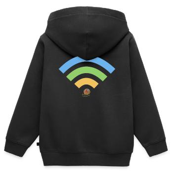 WiFi wool - Kids Premium Organic Zip-up Hoodie - black - Back - AI Model Kid Male (0cm)