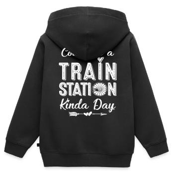 Could Be A Train Station Kinda Day - Kinder Premium Organic Zip Hoodie - Schwarz - Hinten - AI Model Kid Male (0cm)
