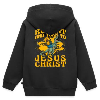 Repent and turn to Jesus Christ - Kinder Premium Organic Zip Hoodie - Schwarz - Hinten - AI Model Kid Male (0cm)