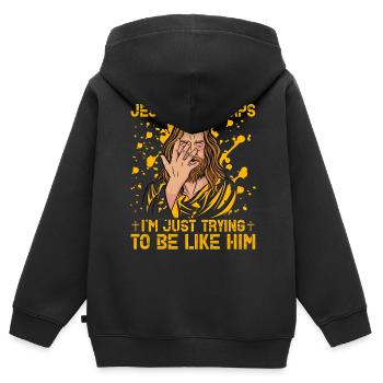 Jesus took naps I'm just trying to be like him - Kinder Premium Organic Zip Hoodie - Schwarz - Hinten - AI Model Kid Male (0cm)