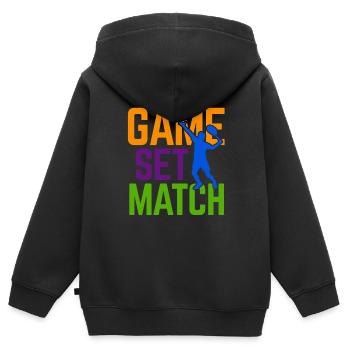 Tennisplatz Spruch Für Tennis - Kinder Premium Organic Zip Hoodie - Schwarz - Hinten - AI Model Kid Male (0cm)