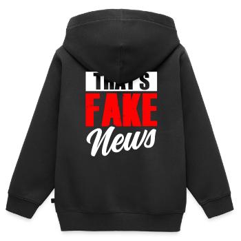 Ce sont de fausses nouvelles Loi sur la presse Liberté de la presse - Sweat Premium à capuche zippé enfant bio - noir - Dos - AI Model Kid Male (0cm)