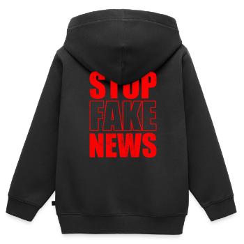 Halte aux fake news Liberté de la presse Droit de la presse - Sweat Premium à capuche zippé enfant bio - noir - Dos - AI Model Kid Male (0cm)