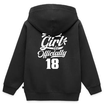 Cette fille a officiellement 18 dix-huit ans fête - Sweat Premium à capuche zippé enfant bio - noir - Dos - AI Model Kid Male (0cm)