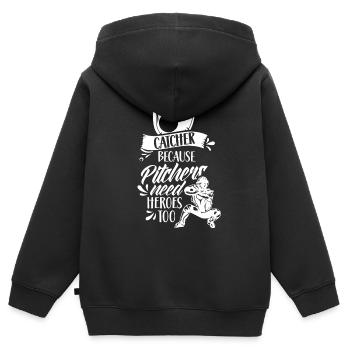 Catcher Weil Auch Pitcher Helden Brauchen Fänger - Kinder Premium Organic Zip Hoodie - Schwarz - Hinten - AI Model Kid Male (0cm)