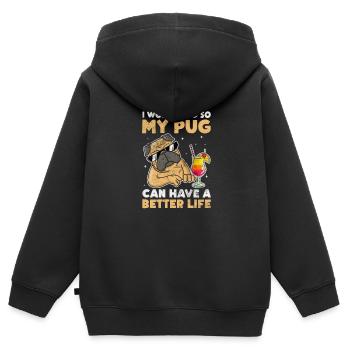 Mops - Kinder Premium Organic Zip Hoodie - Schwarz - Hinten - AI Model Kid Male (0cm)