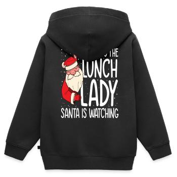 Be NIce to the Lunch Lady Santa is Watching - Kinder Premium Organic Zip Hoodie - Schwarz - Hinten - AI Model Kid Male (0cm)
