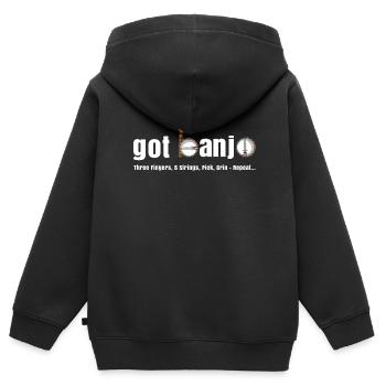 Chemises Banjo Pour Hommes Bluegrass Appalachia Folk - Sweat Premium à capuche zippé enfant bio - noir - Dos - AI Model Kid Male (0cm)