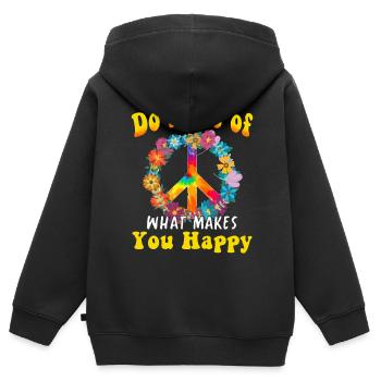 Hippie Peace Groovy Flowerpower Boho Woodstock - Kinder Premium Organic Zip Hoodie - Schwarz - Hinten - AI Model Kid Male (0cm)