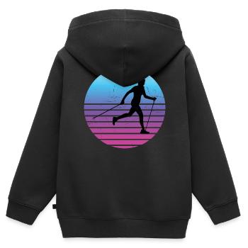Damen Herren Walker Nordic Walker Walken Walking - Kinder Premium Organic Zip Hoodie - Schwarz - Hinten - AI Model Kid Male (0cm)