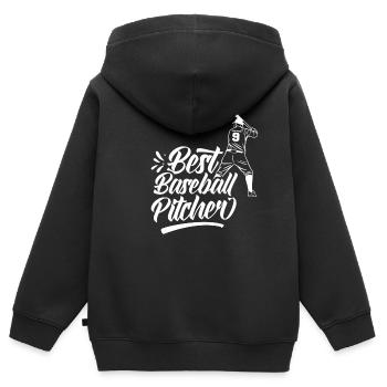 Bester Baseball-Pitcher Aller Zeiten Baseball - Kinder Premium Organic Zip Hoodie - Schwarz - Hinten - AI Model Kid Male (0cm)