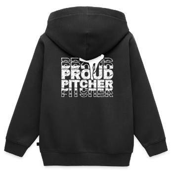 Fier lanceur de baseball Joueur de lanceur amateur - Sweat Premium à capuche zippé enfant bio - noir - Dos - AI Model Kid Male (0cm)