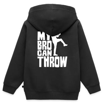 Mein Bruder Kann Werfen Werfer Baseball Pitcher - Kinder Premium Organic Zip Hoodie - Schwarz - Hinten - AI Model Kid Male (0cm)