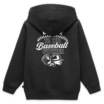Soyez gentil avec le lanceur de baseball - Sweat Premium à capuche zippé enfant bio - noir - Dos - AI Model Kid Male (0cm)