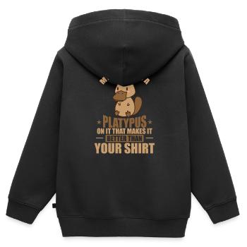 My Tee has a Platypus on it Schnabeltier - Kinder Premium Organic Zip Hoodie - Schwarz - Hinten - AI Model Kid Male (0cm)