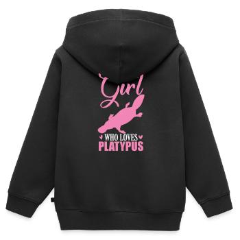 Just a Girl who loves Platypus Schnabeltier - Kinder Premium Organic Zip Hoodie - Schwarz - Hinten - AI Model Kid Male (0cm)