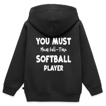 Retired You Must Mean Full Time Softball Player - Kinder Premium Organic Zip Hoodie - Schwarz - Hinten - AI Model Kid Male (0cm)
