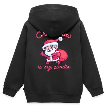 Noël est mon cardio - Sweat Premium à capuche zippé enfant bio - noir - Dos - AI Model Kid Male (0cm)